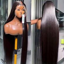 ZHUICHAO 34 Inch Black Straight Human Blended Hair Wigs 200% Density 13x4 HD Transparent Lace Frontal Brazilian Wig Pre Plucked Bady Hair And Pre-Bleached Invisible Knots For Women - Natural & Black - View 6
