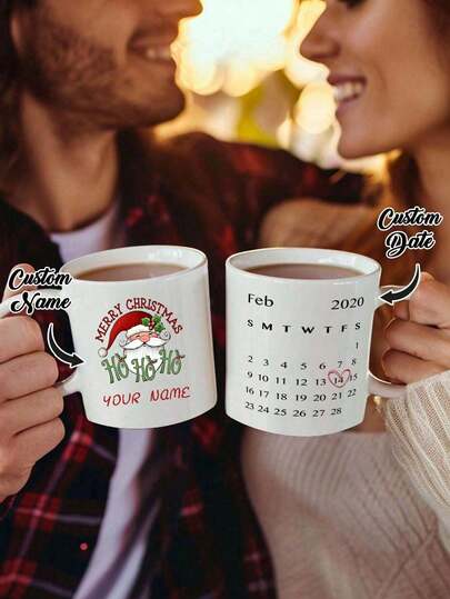 Tazza calendario di Natale personalizzata, regalo di Natale personalizzato, regalo romantico con nomi personalizzati per coppie, ricordo speciale per moglie, regali per lui, regali per lei, regalo ideale per papà/mamma, regalo unico per marito, regalo perfetto per fidanzato/fidanzata, regalo personalizzato per lui/lei, multifunzionale, durevole