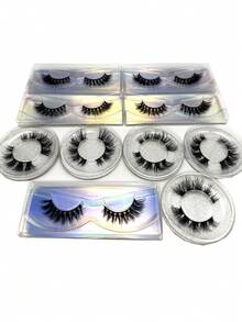 10/16/21 Pairs Fluffy&Thick 3D False Eyelashes With Glitter Paper Box,Lashes Bulk Christmas Gifts,3D Cat Eye Eyelashes Natural Soft,Protable, Makeup Manga Lashes,Dramatic Messy Mink Lashes Wispy, Individual Package Faux Mink Lashes Wholesale - 黑色 - 查看 4