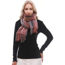 RUI VTRON Scarf For Women Plaid Scarves Winter Warm Oversized Pashmina Tartan Scarves - GrayRedPurple - View 5