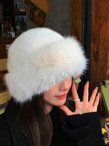 A New Winter Furry Hat For Women In Autumn, Winter, Europe, America, And South Korea. Warm Hat With Fashionable Solid Color, Small Face, Versatile, Mongolian Hat, Thickened Autumn Decor - Straw Hat - View 11