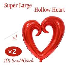 2pcs Large Hollow Heart Shaped Balloons - Pink, Gold, Silver, Red, Blue, Magenta, Suitable For Wedding, Anniversary, Birthday, Valentine's Day Party Decorations - Helium Ready, Ideal For Couple Engagement, Wedding Arch, Balloon Release, Wedding Party, Party Decor - 彩色 - 查看 17