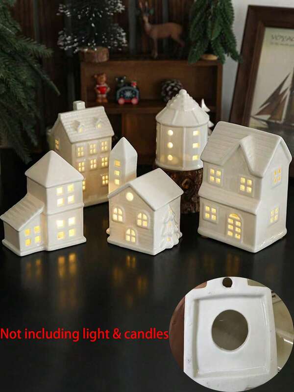 1 Peça Decoração de Natal Casa Romântica, Decoração para Casa, Sala de Estar, Hotel, Homestay, Enfeite de Natal Cerâmico, Adereço para Foto (Excluindo Luzes e Velas)