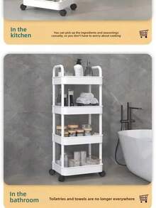 Mehrstöckiges Aufbewahrungsregal, Kunststoffmaterial, bodenstehendes Modell, inklusive goldener Rohre, geeignet für Küche, Bad, Schlafzimmer, Wohnzimmer, vertikale Regaleinheit