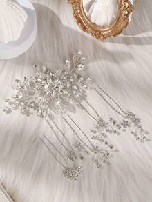 6pcs/Set Flower Wedding Hair Comb And Rhinestone Bridal Hairpins For Bride Bridesmaids Wedding Party Hair Accessories