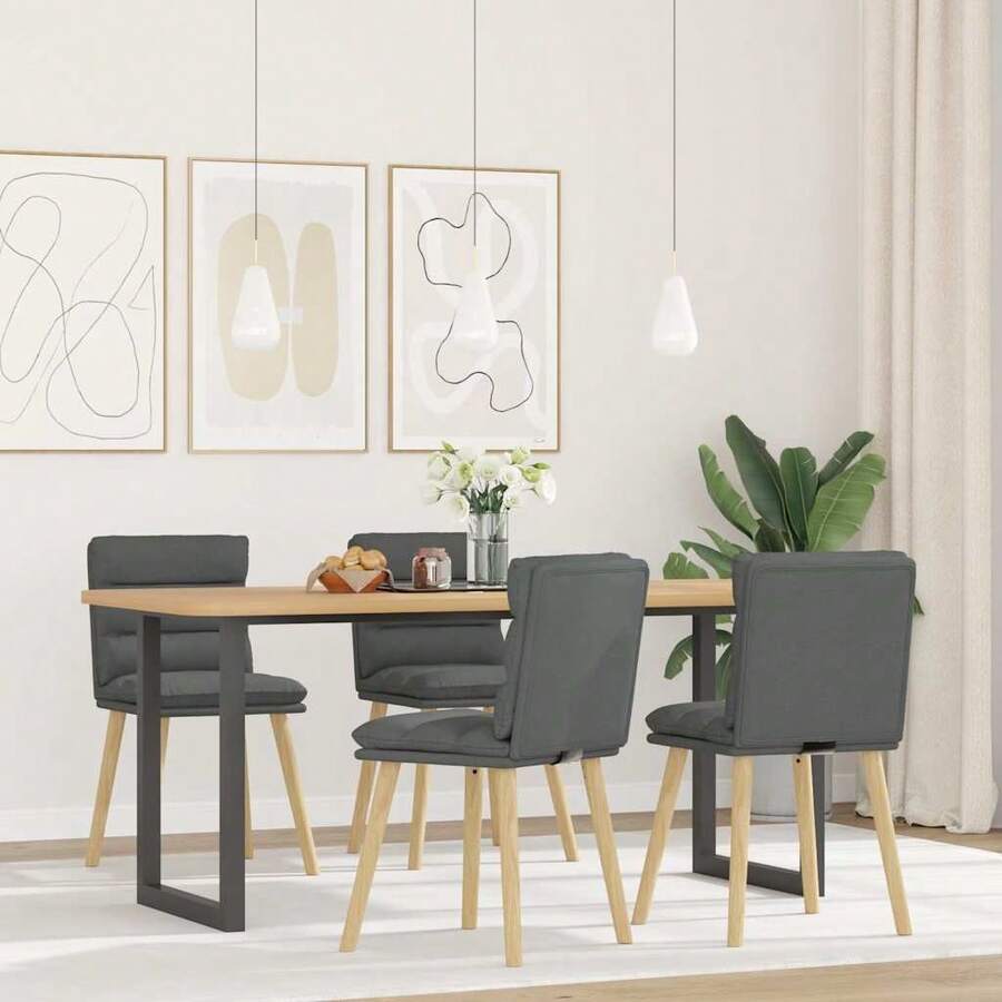 vidaXL Esszimmerstühle 4 Stk. Dunkelgrau Stoff - Grigio - Visualizzare 1