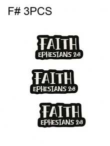 一套3/7片黑白信仰英文字母系列刺绣布贴,虔诚信徒涤纶徽章贴花,DIY服装熨烫布贴,缝纫配件布贴,适用于背包、牛仔裤、夹克、T恤、帽子、连衣裙等。 - 彩色 - 查看 20