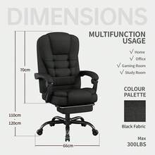 Office Chair, Big And Tall Ergonomic Gaming Chair For Adults, Comfy Reclining Computer Chair With Footrest, Adjustable Swivel Desk Chair, Executive Gamer Chair, Comfortable Silla Gamer For Home & Game - màu đen - Xem 3
