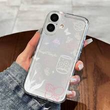 Funda de teléfono con diseño de flor y mariposa para Oppo A3 A3 Pro A3X A16 A17K A38 A55 A57 A57S A58 A60 A76 A77S A78 A79 A80 5G A95 A98 Reno 5 8T 10 11 Pro 12F, funda de teléfono de TPU transparente a prueba de golpes, cobertura completa, funda protectora simple y creativa - Colores mixtos - Ver 5