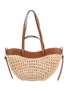 Torba typu tote z włókien naturalnych, brązowa, ręcznie robiona, z rafii, na lato, na plażę, 2025, nowość dla kobiet