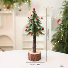Tabletop Christmas Tree Mini Artificial Pine Tree Desktop Decor For Living Room Home Holiday Party - Burgundy - View 7