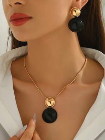 2 st/set nya kreativa lapptäcke i svart och guld eleganta minimalistiska geometriska hängenörhängen, mångsidiga för höst/vinter