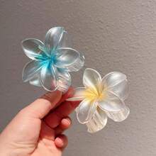 1 Piece Of Fashionable Luminous Multi-Color Hawaiian Plumeria Hairpin Bohemian Large Acrylic Plumeria Claw Clip, Cute Hairpin For Ladies/Girls, Large Claw Clip Suitable For Thick/Thin Hair, Luminous Plumeria Claw Clip Ponytail Hairpin, Resin Hair Claw (8cm*8cm) Elegant Spring Beach Flower Hairpin, Women's Hair Accessories, Plumeria Hairpin Exquisite High-End Headdress Hair Accessories - ngẫu nhiên - Xem 3