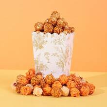 10个/20个金色花卉爆米花盒，扇形迷你纸质爆米花盒，开口纸板爆米花容器，金色花卉派对礼品，适合电影之夜装饰、新娘送礼会礼物和其他派对用品 - 金色 - 查看 5