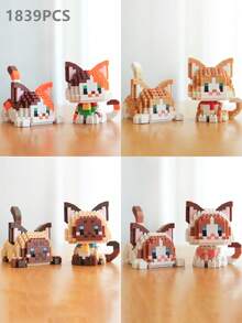 1pc Cute Cat Series Cartoon Figurine Plush Doll (Tabby Cat/Calico Cat/Cow Cat/Black Cat/Ragdoll Cat/Siamese Cat) Animal Model DIY Assembling Building Blocks Home Decor Birthday/Halloween/Christmas Gift Cat, Building Blocks, Halloween,Littlest Pet Shop,Number Blocks,Doll - Multicolor - View 24