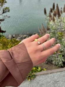 خاتم جمهورية عربية - خاتم وطني، خاتم فضة عيار 925 على شكل خريطة للنساء، خواتم قابلة للتكديس، خاتم فاخر بتصميم غير متماثل بسيط، مناسب للارتداء اليومي - خاتم فضة عيار 925 من الجمهورية العربية السورية - مشاهدة 5