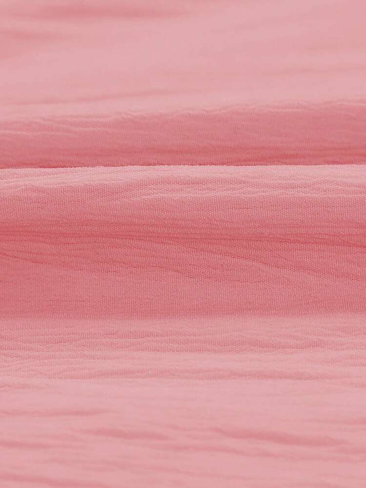 Blibean Blusa de Meninas Pré-Adolescentes com Gola Alta, Babado e Cor Sólida Folgada, Temporada de Volta às Aulas - Rosa chiclete - Visão 9