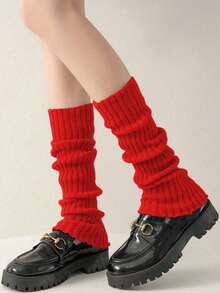 1 Pair Leg Warmers For Women, Christmas Red Women's Elephant , Loose , Knitted Leg Warmers, Ribbed Knitted Long ,Comfortable High , College Style Knee And Calf , Over Knee Long Women's , Knitted Bubble Long , Suitable For Various Daily Clothing, Cozy