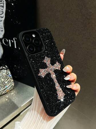 Goth 1 件装黑色水晶十字架奢华复古哥特式手机壳适用于 ICover 17 Pro Max