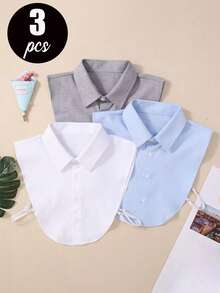 5-Piece/4-Piece/3 Pieces2 Pieces/1-Piece Solid Color Versatile Bachelor's Gown Graduation Gift With Detachable Collar, Shirts, Formal Occasion Business Blue And White Bright Color Mock Collar, Suitable For Daily Wear Paired With Sweaters And Suits - Multicolor - View 8