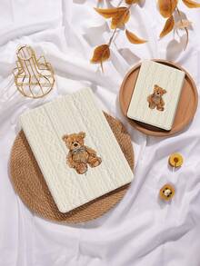 Kingsung Teddy Bear Knit Pattern Tablet Protective Case, Suitable For IPad 9.7/10.2/10.5/10.9/12.9/Pro 11 (10th Gen), Galaxy Tab S6 Lite 10.4 Inch, Kindle Paperwhite (12th Gen, 2024 Release), Kindle (11th Gen, 2022 Release), Kobo Clara Colour, Soft Shock-Proof, Smart Stand/Auto Wake/Sleep Function - Multicolor - View 9