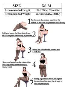 1双女士镂空铆钉过膝长筒袜，性感透明过膝袜，非加大码，舒适 - 黑色 - 查看 3