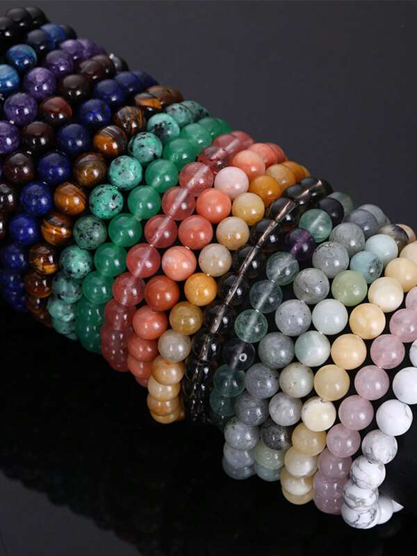 1 pieza Pulsera ajustable de cuentas de piedra natural, adecuada para hombres y mujeres, ideal para uso diario y como regalo