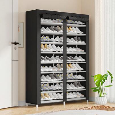 Sapateira Dobrável de 9 Andares Duplo com Capa e Fechamento