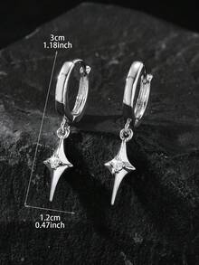 1 Pair Punk Minimalist Zirconia Lightning Stud Earrings, Hypoallergenic Fashion Unisex Earrings, Suitable For Christmas, Jewelry Gifts, Parties, New Year, Valentine's Day - Silver - View 10