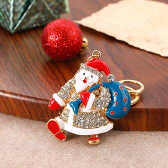 New Zinc Alloy Christmas Keychain Pendant, Christmas Tree & Snowman Metal Bag Charm Ornament, Gift For Women