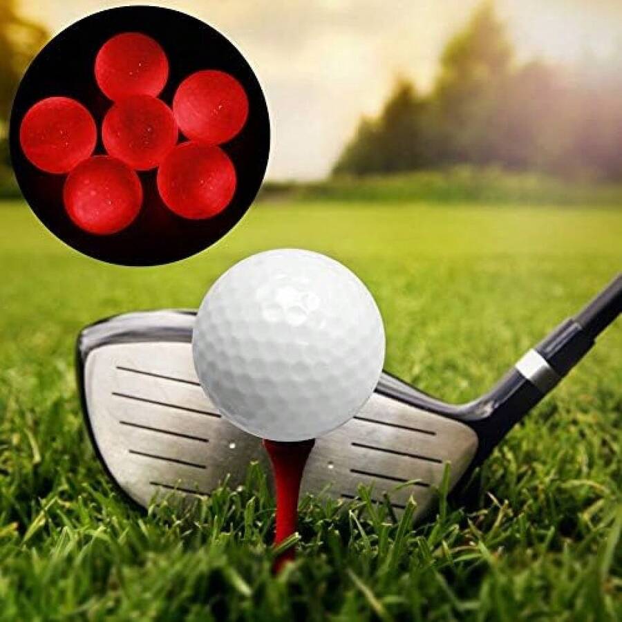 Keenso Pelotas de Golf Luminosas LED de Caucho sintético de 6 Piezas, Atractivas Pelotas de Golf Brillantes para el Entrenamiento Nocturno diurno - Naranja - Ver 1