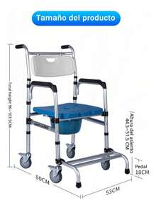 Silla Para  Ducha De Ruedas Con Bacinica Ajustable 150kg - Paquete 2 - Ver 3