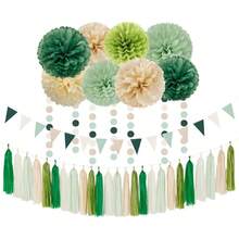 Sage-Olive Green Champagne-Gold Party Drations - 30pcs Rustic Boho Wedding Paper Tissue Pom Poms Streamers,Tassel Garland Banner,Birthday  Bridal Shower Engagement Dr ,26265927 - 香檳色 - 查看 1