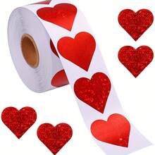 500pcs/Roll Heart-Shaped Self-Adhesive PaperLove Valentine's Day Sticker, Seal Sticker RedHeart Pattemn Gift Decoration Self-AdhesiveLabel Suitable For Party Favors, Classroom Rewards, Wedding Decorations, Teacher Supplies