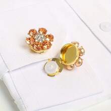 مجموعة زر كريستال 2 قطعة، أزرار ديكور قميص، أزرار معدنية لامعة مرصعة بالراين ستون، مناسبة للفساتين، إكسسوارات أزرار فاخرة، هدية عيد - متعدد الألوان - مشاهدة 13