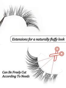 Rikuaild 5 Pairs Cat Eye False Eyelashes Natural Crisscross  Eyelashes Clear Band  Natural Look Wispy Lashes Eyelash Extension Makeup - Black - View 7