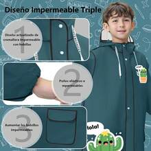 Impermeable para Lluvia,Impermeable para Lluvia Ciclismo de Reutilizable,Kit de Poncho para Lluvia de niño con Botas para Lluvia,para Exteriores,Ciclismo,Excursionismo y Uso Diario - Blanco - Ver 11