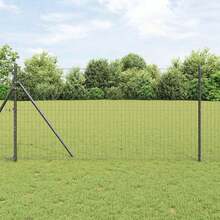 vidaXL 1 X 10 M Grauer PVC-Beschichteter Eisenzaun - Grey - View 1