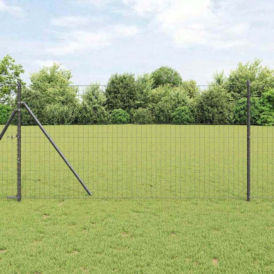 vidaXL 1 X 10 M Grauer PVC-Beschichteter Eisenzaun - Grey - View 1
