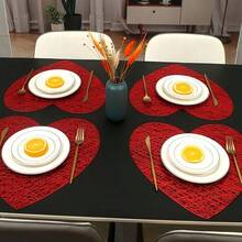 1 peça/2 peças/4 peças Tapete de Mesa em Forma de Coração para o Dia dos Namorados, Resistente ao Calor e Antiderrapante, Decoração de Centro de Mesa, para Festa, Casamento, Decoração do Dia dos Namorados, Volta às Aulas