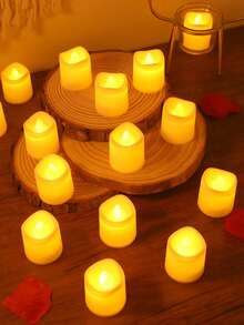 6pcs Classic Circular Simulation Electronic Candle Light,Battery Power Indoor Decoration Flameless LED Candle Light, Wedding And Birthday Party Decoration Candles, Christmas Decoration Electronic Candle, Including Battery - Yellow - View 11