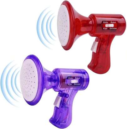 Megáfono para Niños EASYTAO 2PCS (Rojo y Morado) Cambiador de Voz con 4 Efectos de Sonido Diferentes, Juguetes de Regalo para Niños y Niñas