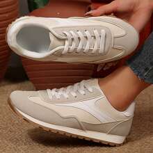 Breathable Classic Walking Trainers Tennis Shoes Sneakers For Women Low Top Comfortable Casual Running Chunky Shoes Spring Autumn Sneakers Shoes Outdoor Office Work Sport - 米色 - 查看 2