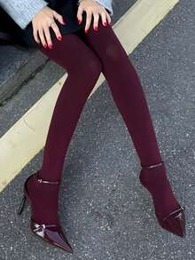 Burgundy Sexy Pantyhose - Rich Burgundy Tights, Create A Bold And Confident Evening Look - Burgundy - View 10