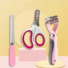 3pcs Pet Knotting Comb, Dog Comb, Nail Scissors, Cat Beauty Hair Removal, Cat Comb, Nail Grinding File, Cat Dog Universal Pet Beauty Tool For Cleaning And Hair Removal, Suitable For Cat And Dog Pet Cleaning Products - Multicolor - View 6