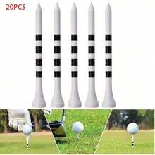 20 PCS Bamboo Golf Tees 2.75 Inch - Premium  & Durable Wood Tees For Driving Range & Tournament Play | -Friendly & Splinter-Resistant With Natural Finish - White - View 1