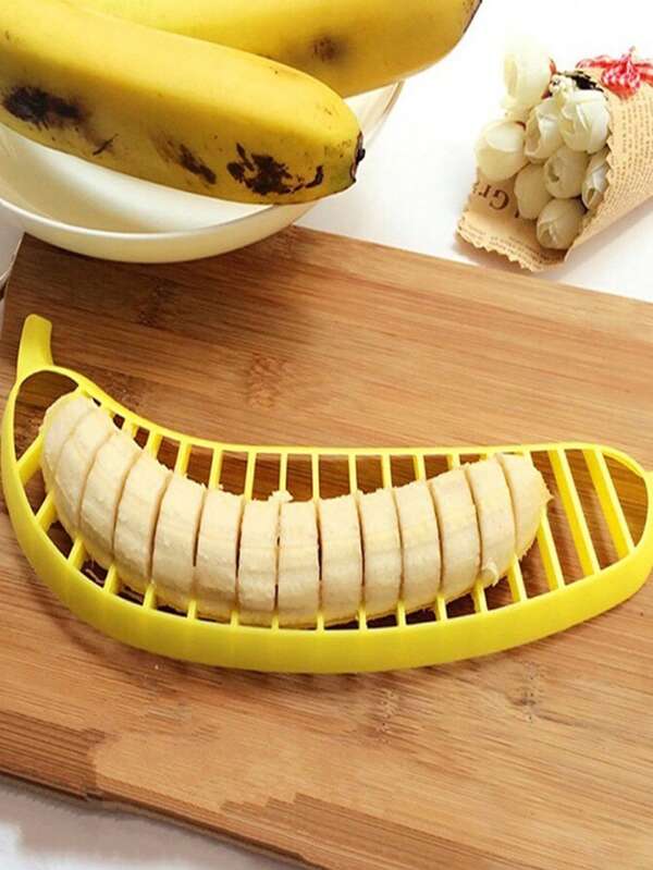 Fatiador de banana criativo para uso doméstico (1 unidade) - Fatiador de banana multifuncional - Fatiador de frutas prático e conveniente - Utensílio criativo para fatiar bananas