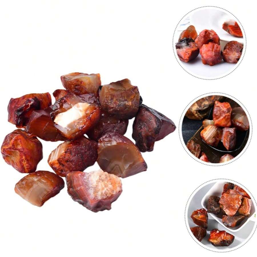 Pedras Brutas de Ágata Vermelha Natural - Blocos Decorativos Espécime de Ágata Bloco de Decoração de Mesa Ornamentos Feitos à Mão