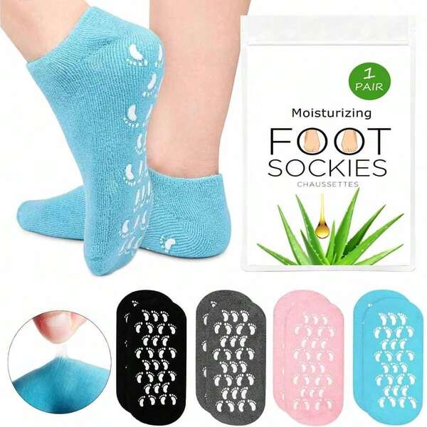1 Pair Moisturizing Gel Socks Feet Care Gel Spa Foot Moisturizer Silicone Non Slip Heel Socks For Dry Cracked Feet Overnight Lotion For Women Men Softening Rough Skin