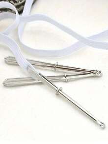 Elastic Band Threader Clip For Sewing DIY Durable Elastic Band Clip Threading Rope Device & Clothing Clip Belt Guide Needle Tool For Trousers Belt Guide Needle Tool For Trousers White Time-Saving & Versatile With High-Quality Clips Sewing Accessories - Silver - View 2
